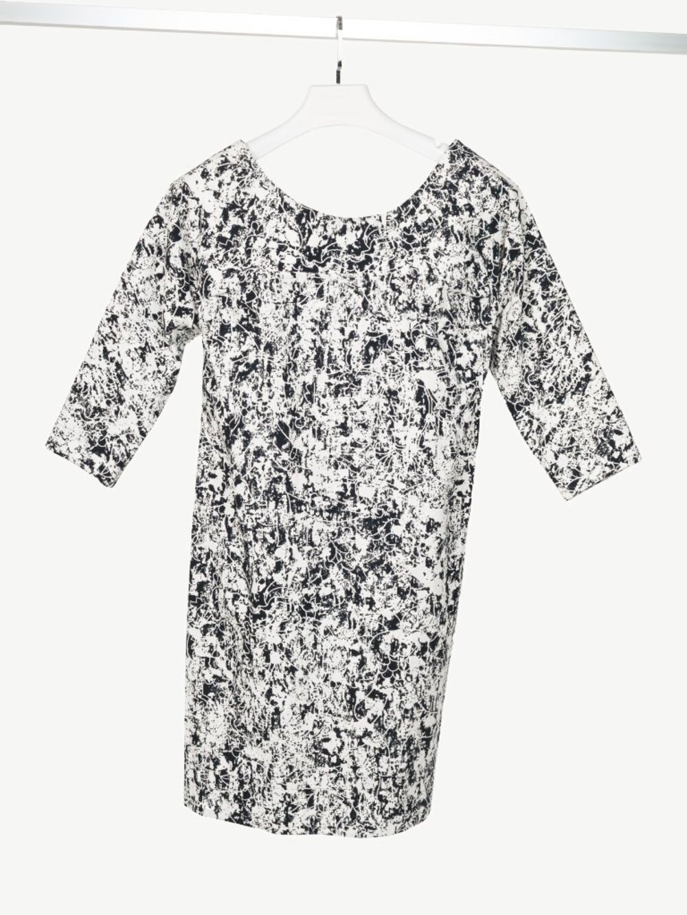 Jil Sander SS14 White & Black Abstract Cotton-Poplin Mini Dress